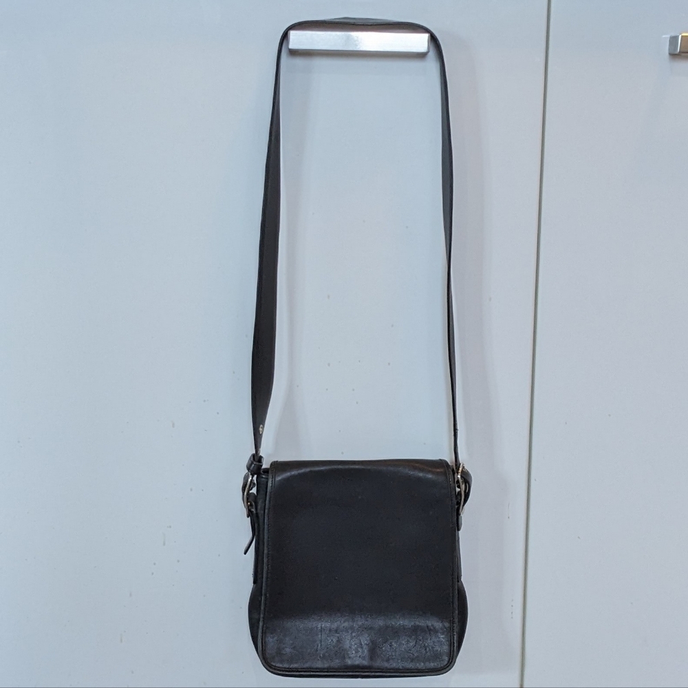 Vintage Coach Legacy Studio Flap Leather Messenger Crossbody Bag Black